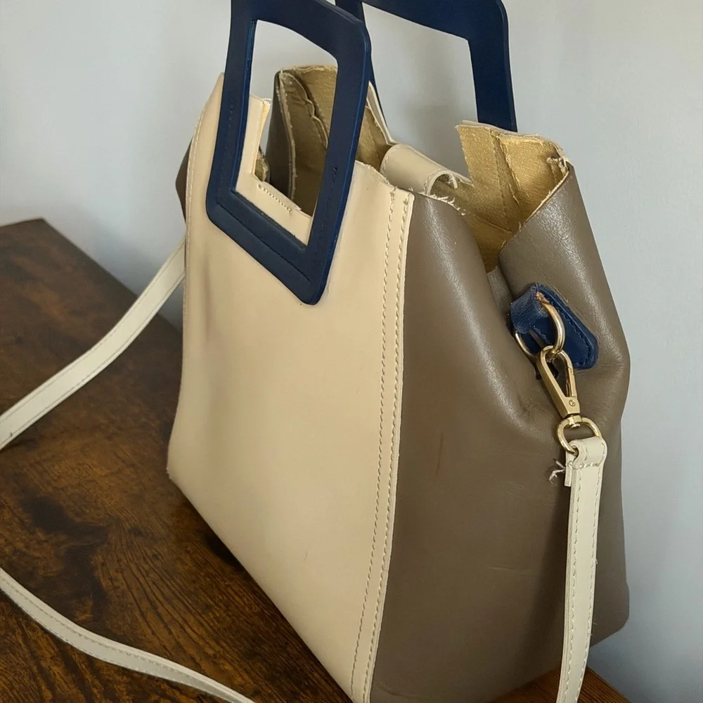 Vintage Vera Pelle Italian Leather Colorblock Tote – Made in Italy - Picture 5 of 11